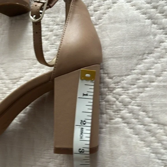 Sam Edelman Circus Nude Beige Olga Faux-Leather Heels Ankle Strap Sandals US7 - Picture 15 of 16